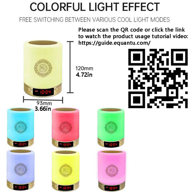 Heller Koran Azan Muslim Koran Bluetooth Lautsprecher Tragbares Nachtlicht Heilige Lampe Soundbox Musik Kabellos Caixa De Som Bocina Mp3