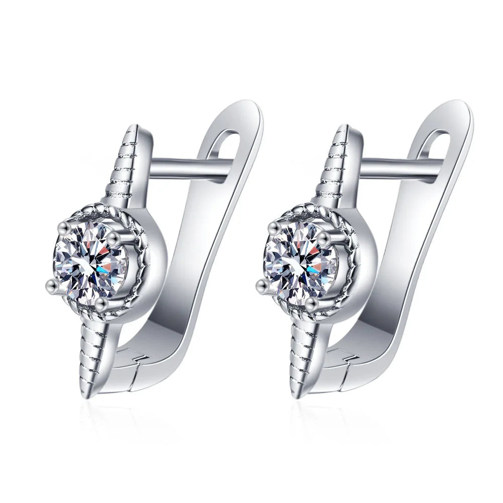 Ohrringe aus 925er Sterlingsilber, Schmuck, hochwertige Retro-Ohrringe mit einfachem Muster, lila-weiße Zirkon-Ohrringe, Bestseller