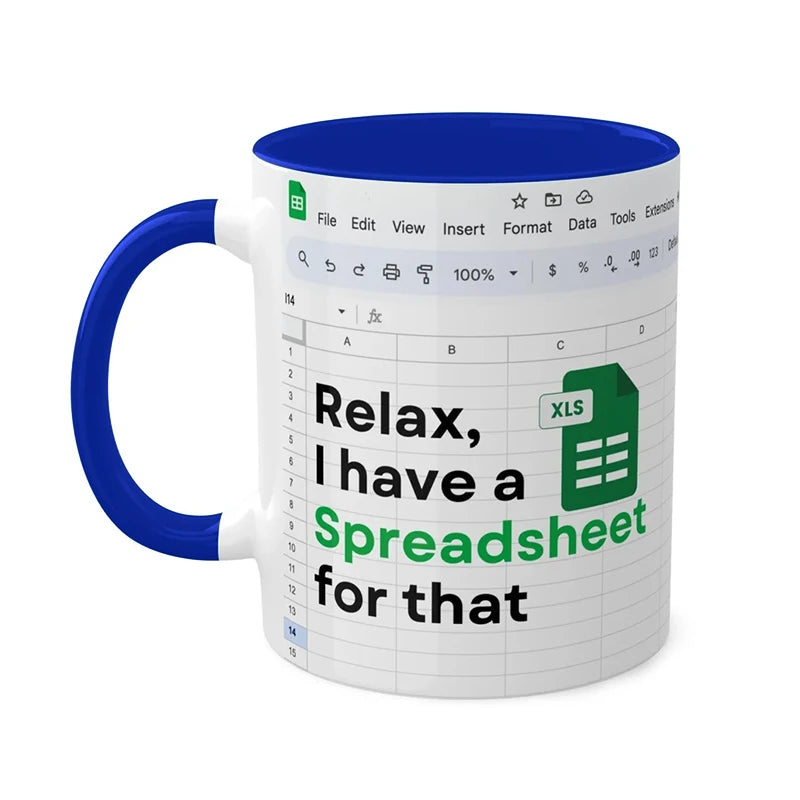 Kreativer tragbarer Excel-Muster-Keramikbecher für Zuhause, Büro, Schreibtisch, Kaffeebecher, Wasserbecher, lustiges Geschenk, 1 Stück