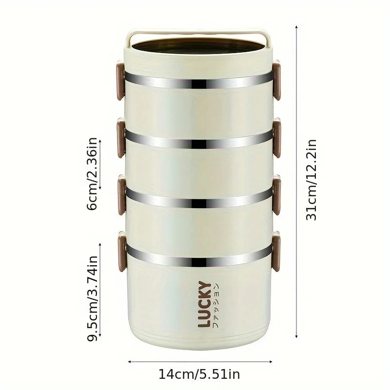 large-capacity stainless steel lunch box with a thermal lunch bag – a heat-sealed lunch box for use in schools, during camping