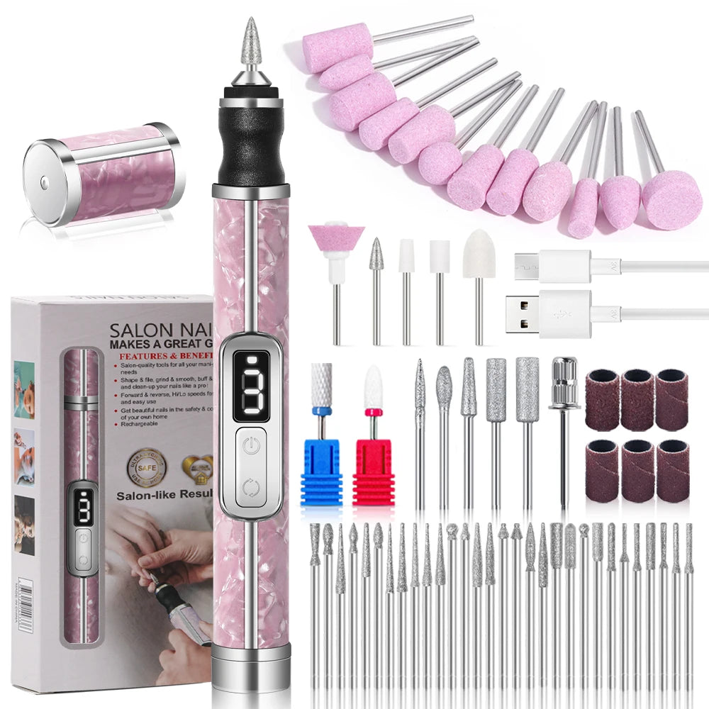 YIKOOLIN Tragbares elektrisches Nagelbohrerset, 4 Geschwindigkeiten, professionelles Maniküre-Pediküre-Set für Nagelsalons, Peeling und Polieren