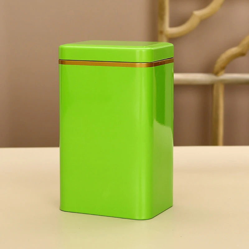 Metal Retro Square Tea Can Candy Food Storage Case Spices Sealed Packaging Box Tinplate Empty Cans Container Storage Box