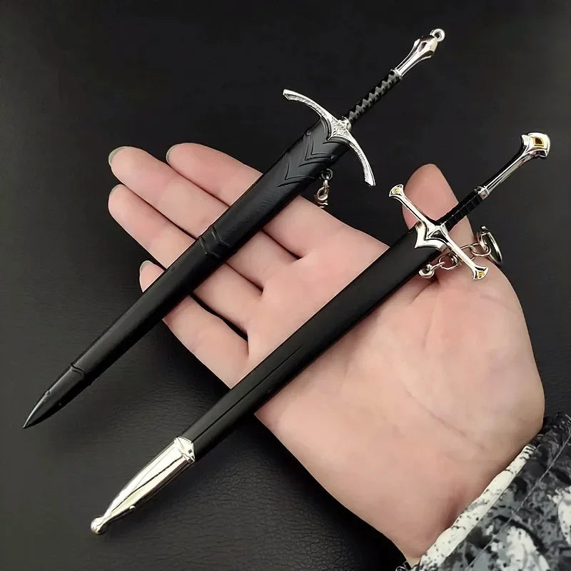 Épée de samouraï Katana en métal de 18-22 cm, arme médiévale Glamdring Aragorn Narthil, seigneur des anneaux, porte-clés, ornements, cadeaux, jouet