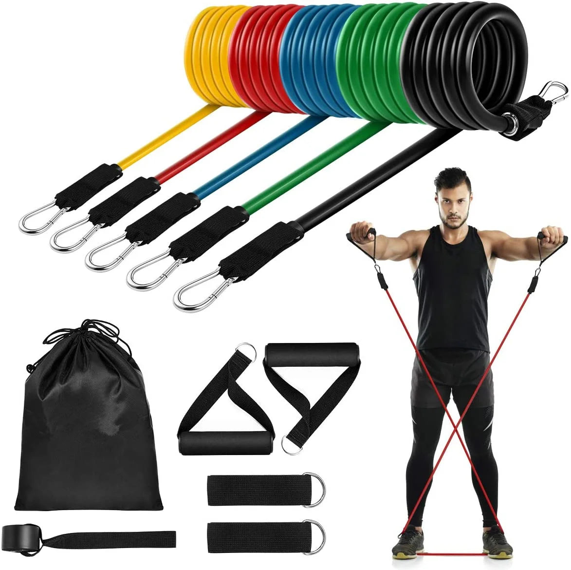 Kit de barre Pilates avec bandes de résistance Barre de yoga multifonctionnelle Kit de barre de résistance portable pour la maison pour des entraînements complets du corps
