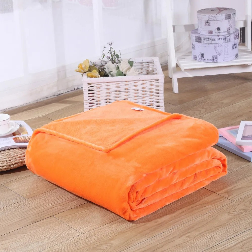 Couvertures en flanelle polaire corail 230 g/m² pour lits, couleur unie bleue rose, douce, chaude et fine, couvre-lit, housse de canapé, couverture plaid en fausse fourrure.