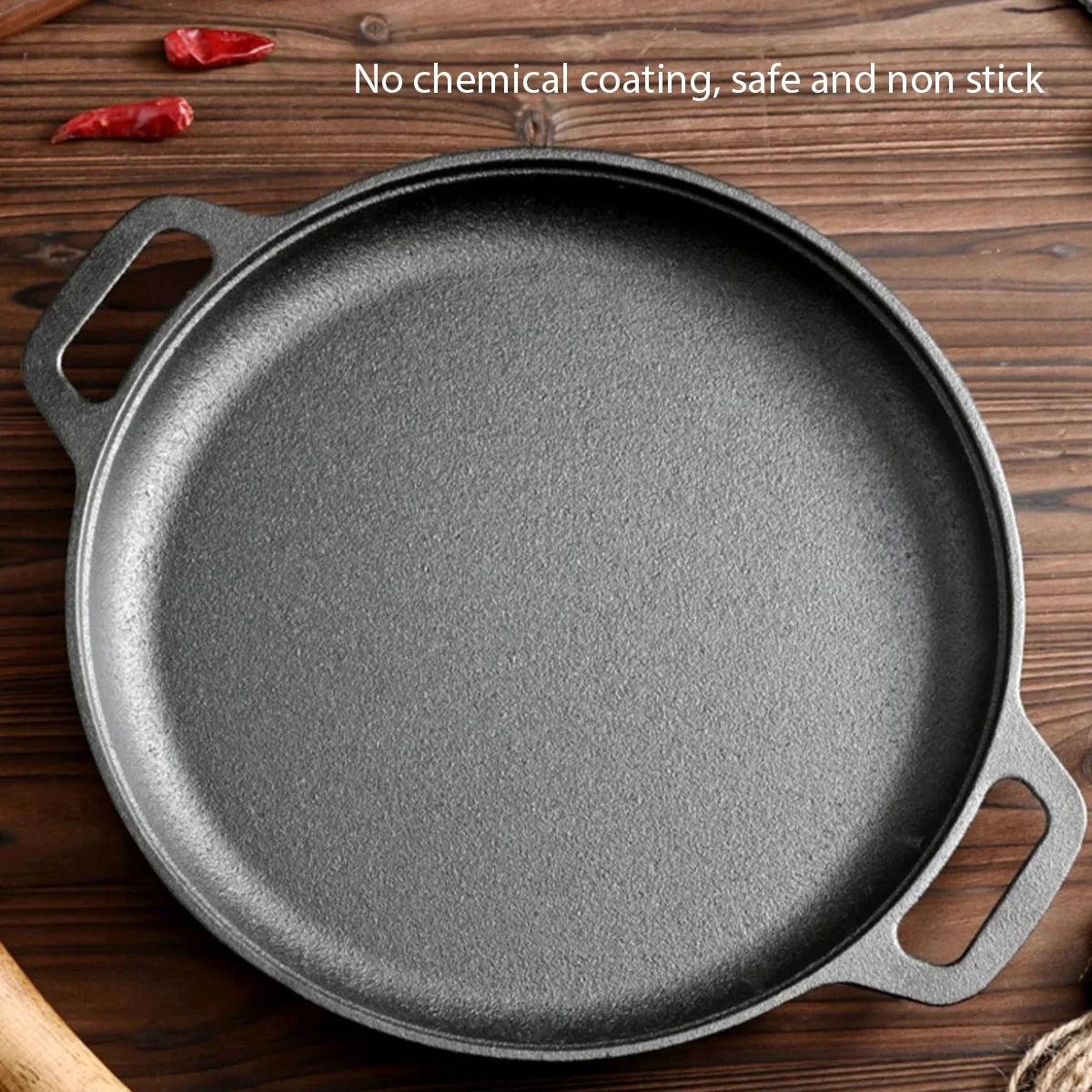 Cast Iron Frying Pan Non-stick pan Pizza Egg Pancake Pot Vegetable Steak Skillet Home Kitchen Flat Pan Omelette Outdoor Cookware