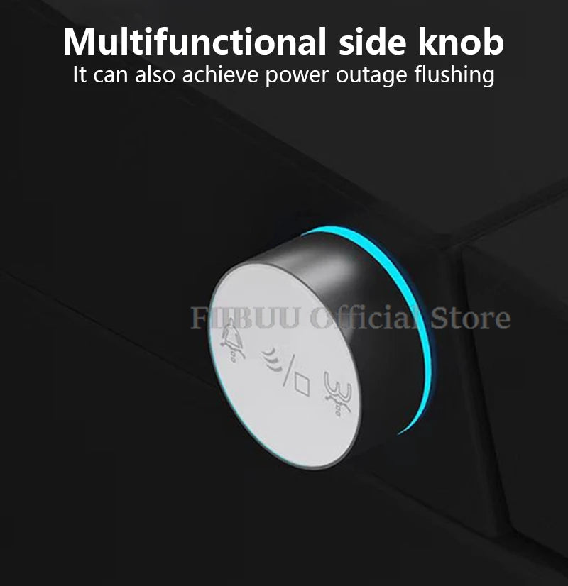 Einteilige, längliche Smart-Toilette mit Bidet, eingebautem Wassertank, wasserdruckunabhängig, Display, AutoOpen, AutoFlush, beheizbarer Sitz