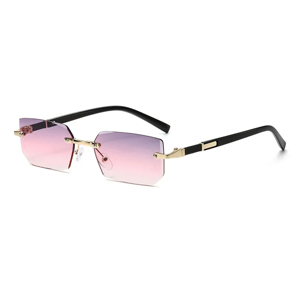 Randlose Sonnenbrille Rechteckig, Unisex Frameless Eyewear Designer Fashion Vintage Square Shade Y2k Sonnenbrille
