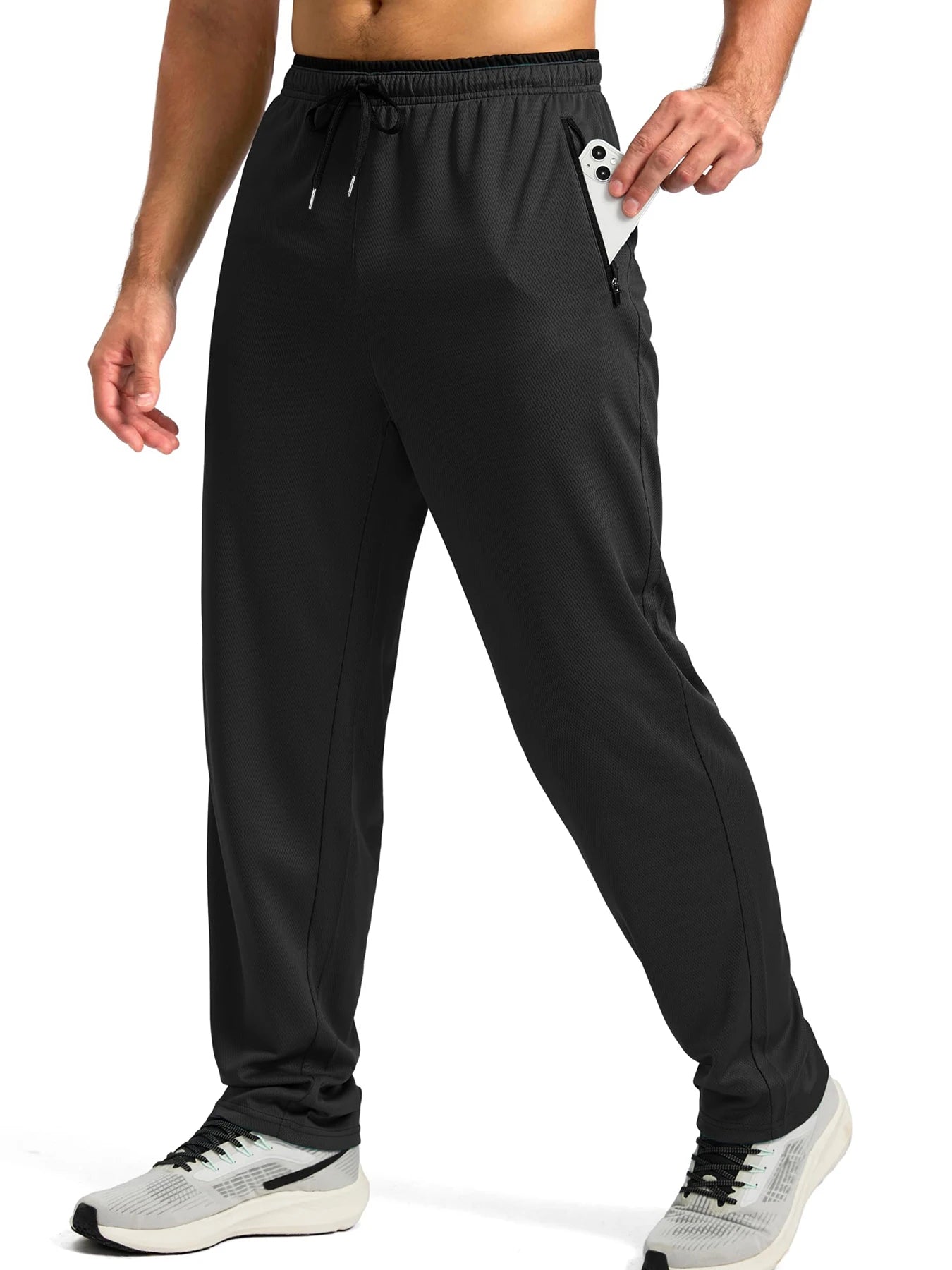 Pantalon de sport léger, respirant et à séchage rapide pour homme, avec taille élastique et poches zippées, idéal pour la gym, les loisirs, la course et la randonnée