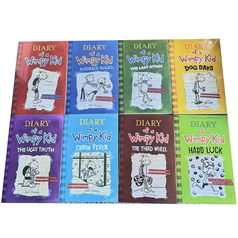 8 Livres/lot 1-8/9-16 Le journal d'un dégonflé en anglais, roman comique, histoire, livre pour enfants, littérature, cadeau