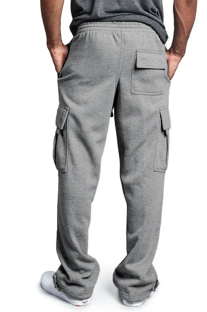Frühling und Herbst Neue Herren Sport-Freizeit-Hose Multi-Pocket Lose Unifarbene Cargo-Arbeitshose Streetwear Herrenhose