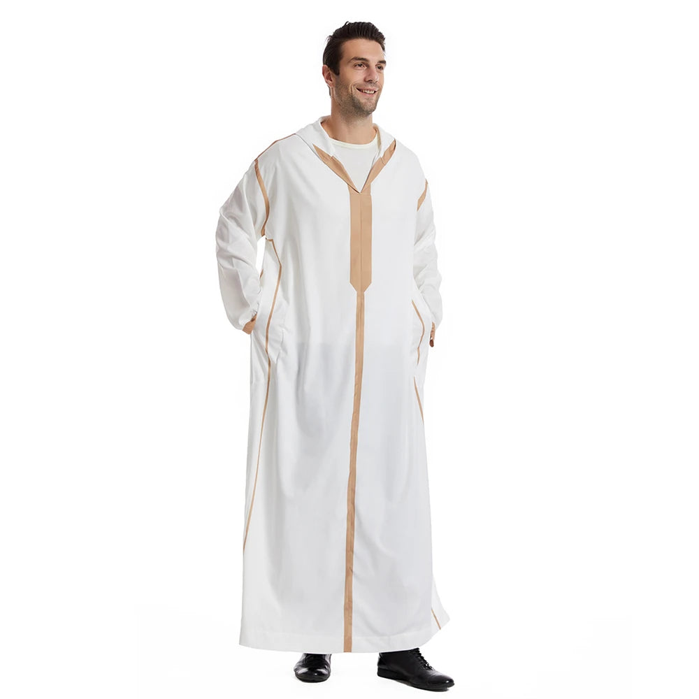 Islam Herren Kapuzen Maxikleid Jubba Thobe Saudi Arabisches Gewand Marokko Kaftan Dubai Türkei Abaya Muslimische Kleidung Ramadan Abayas Kleid