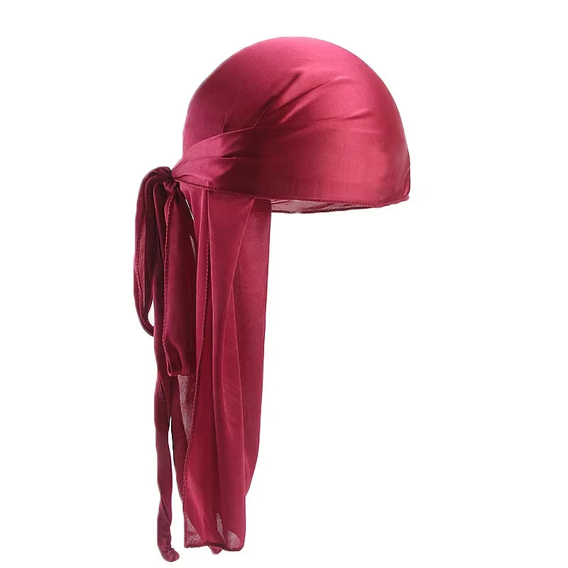 Unisex Seidiger Langschwanz-Durag Piratenhut Turban Modische Kopftücher Mütze Bandana Damen Herren Kopfbedeckungen Kappen Hijab Haarschmuck
