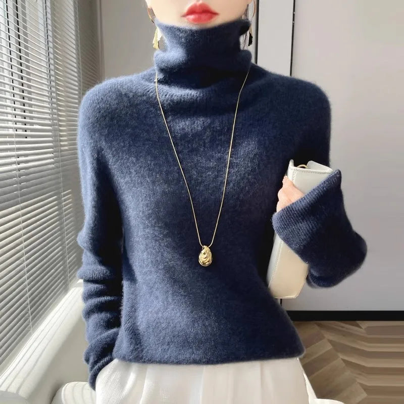 Women Sweater Turtleneck Slim Pullovers Autumn Winter Warm Bottoming Shirts Jumpers Basic High Strecth Korean Knitwear 2026