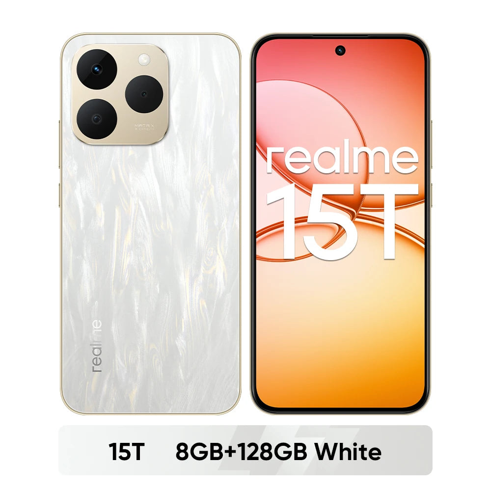 realme 15T 5G Smartphone NFC Dimensity 6400 Max Chipsatz Zwei 50MP Kameras 6.57" 120Hz AMOLED Display 7000mAh Akku 60W Ladung