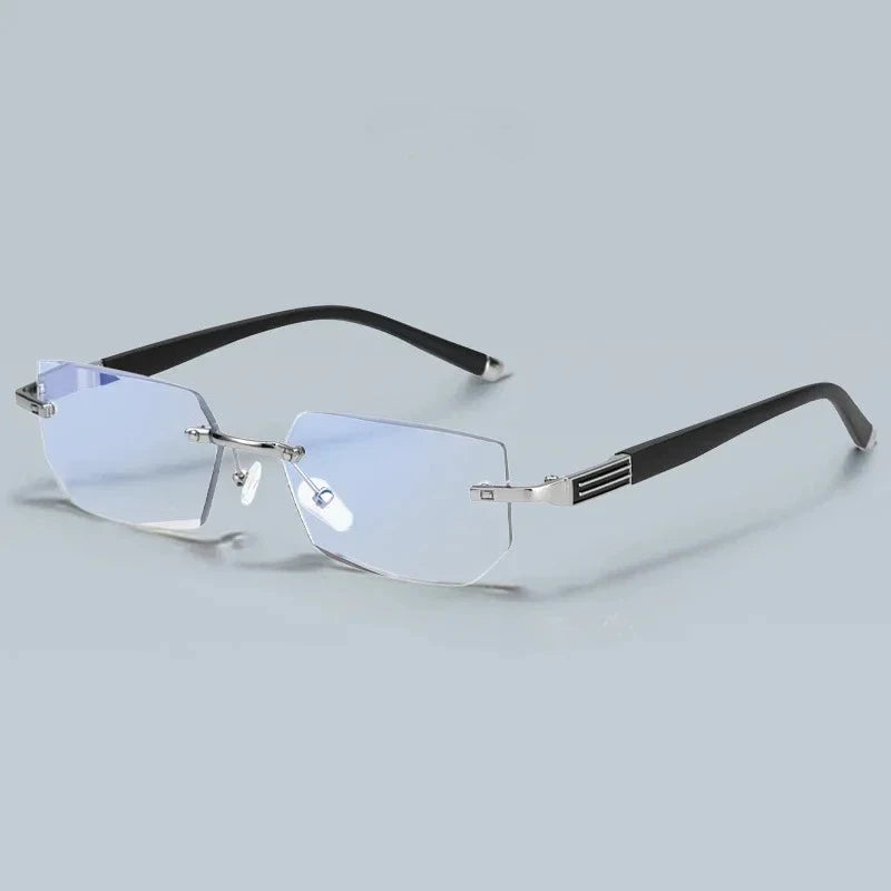 Herren quadratische Lesebrille Business HD-Gläser Randlose Brille Damen Trendige Presbyopie Korrektionsbrille +1.0 bis +4.0