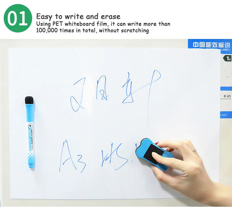 Magnetic Dry Erase Board Reusable Fridge Magnet Board Flexible Refrigerator Whiteboard for Reminder Memo, for Home Office School
