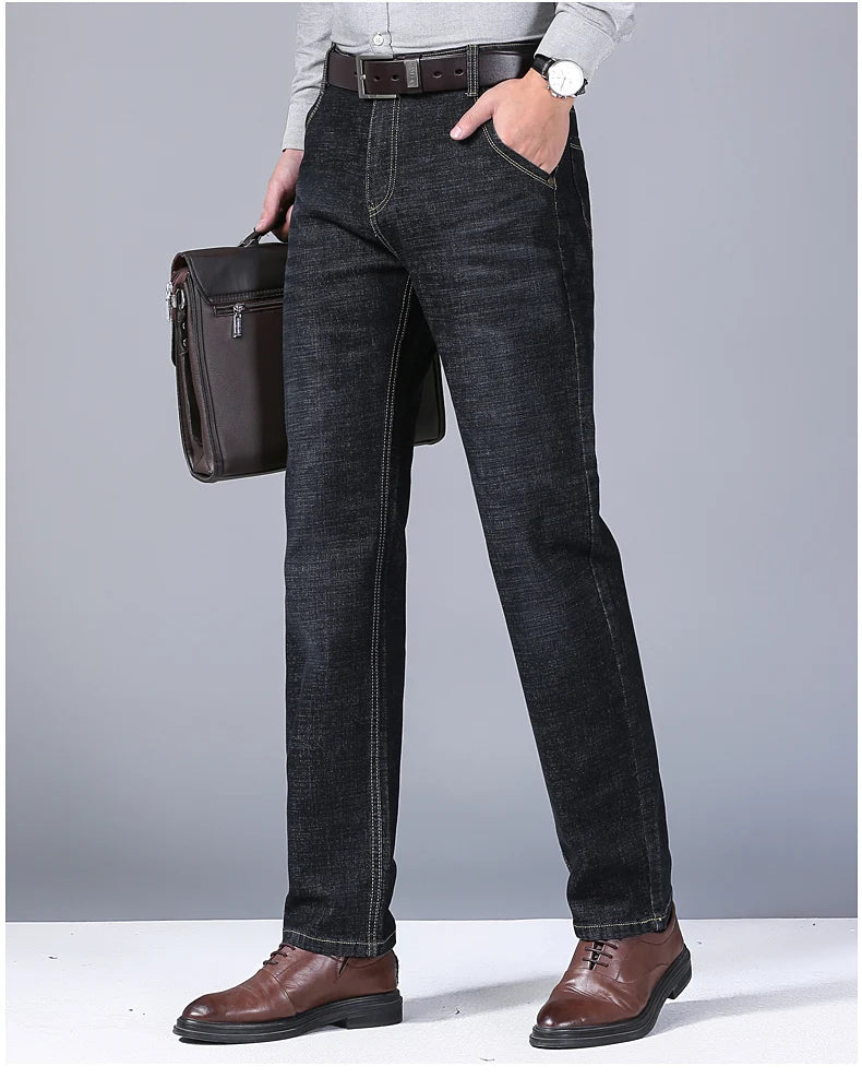 Nouveau Jean Slim extensible classique décontracté pour Homme 2024, Pantalon en Jean de Marque pour Homme, Noir Bleu