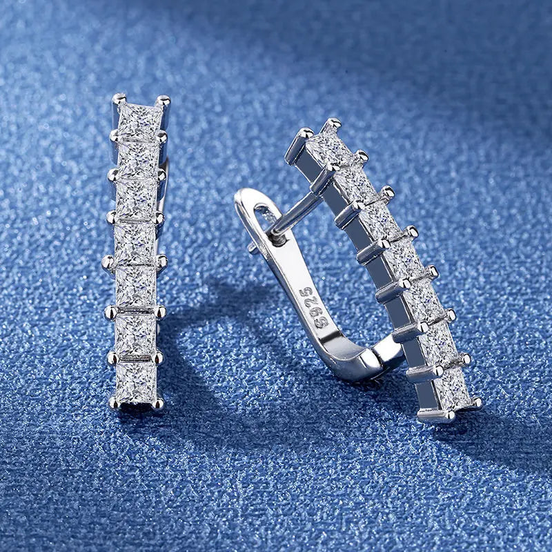 Ohrringe aus 925er Sterlingsilber, Schmuck, hochwertige Retro-Ohrringe mit einfachem Muster, lila-weiße Zirkon-Ohrringe, Bestseller