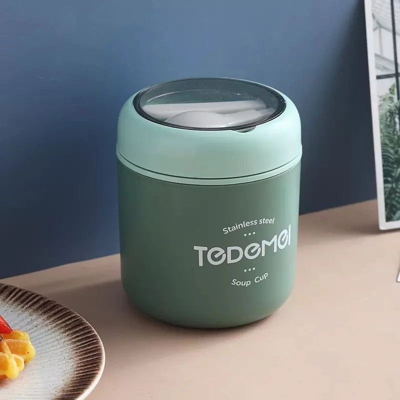 Boîte à déjeuner en acier inoxydable de 510 ml avec cuillère, récipient alimentaire isotherme, tasse à vide, boîte à bento isolée, tasse à soupe thermos pour l'école des enfants