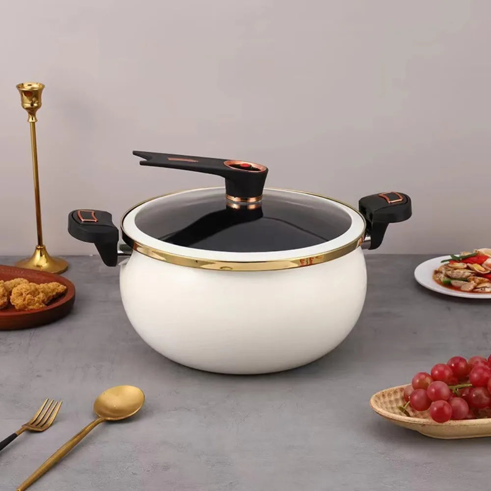Marmite à micro-pression 7 L, antiadhésive, universelle, couvercle visible, grande capacité, compatible cuisinière à induction