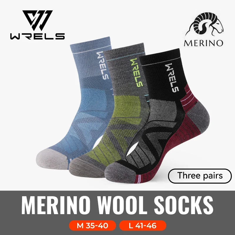 WRELS 1/2/3 Paare Merinowolle Socken Thermische Warme Winter Hohe Elastische Dicke Wandersocken Feuchtigkeitsaufnahme Wollsport Socken