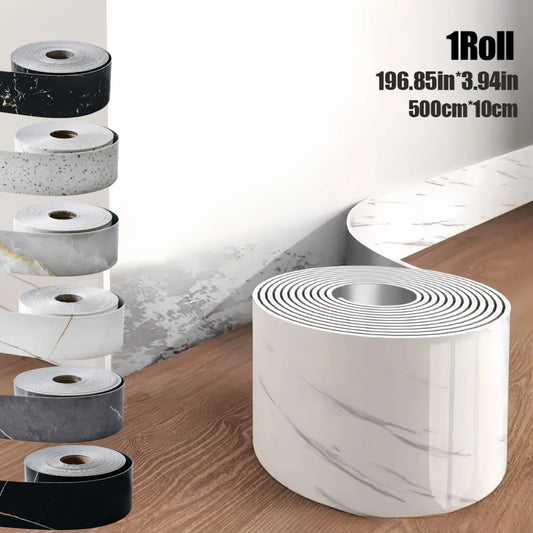 1pc 10cm X 5m PVC Self-Adhesive Marble Baseboard Sticker - Waterproof Skirting Board Protector for Corner Window Sill Home