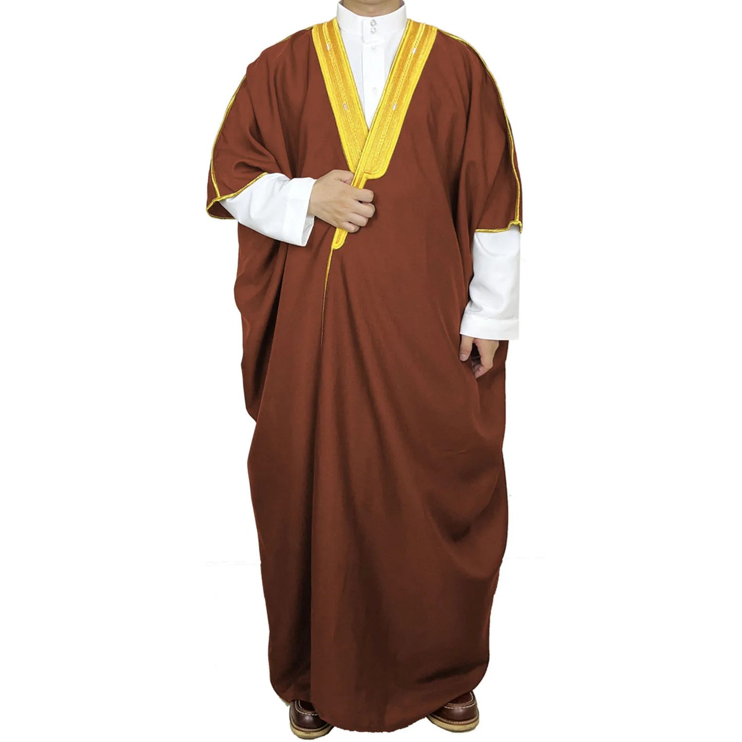 Moyen-Orient Hommes Ouvert Abayas Musulman Robe Kimono Dishdasha Vêtements Islamiques Dubaï Arabie Saoudite Caftan Brodé Robe Prière Thobe