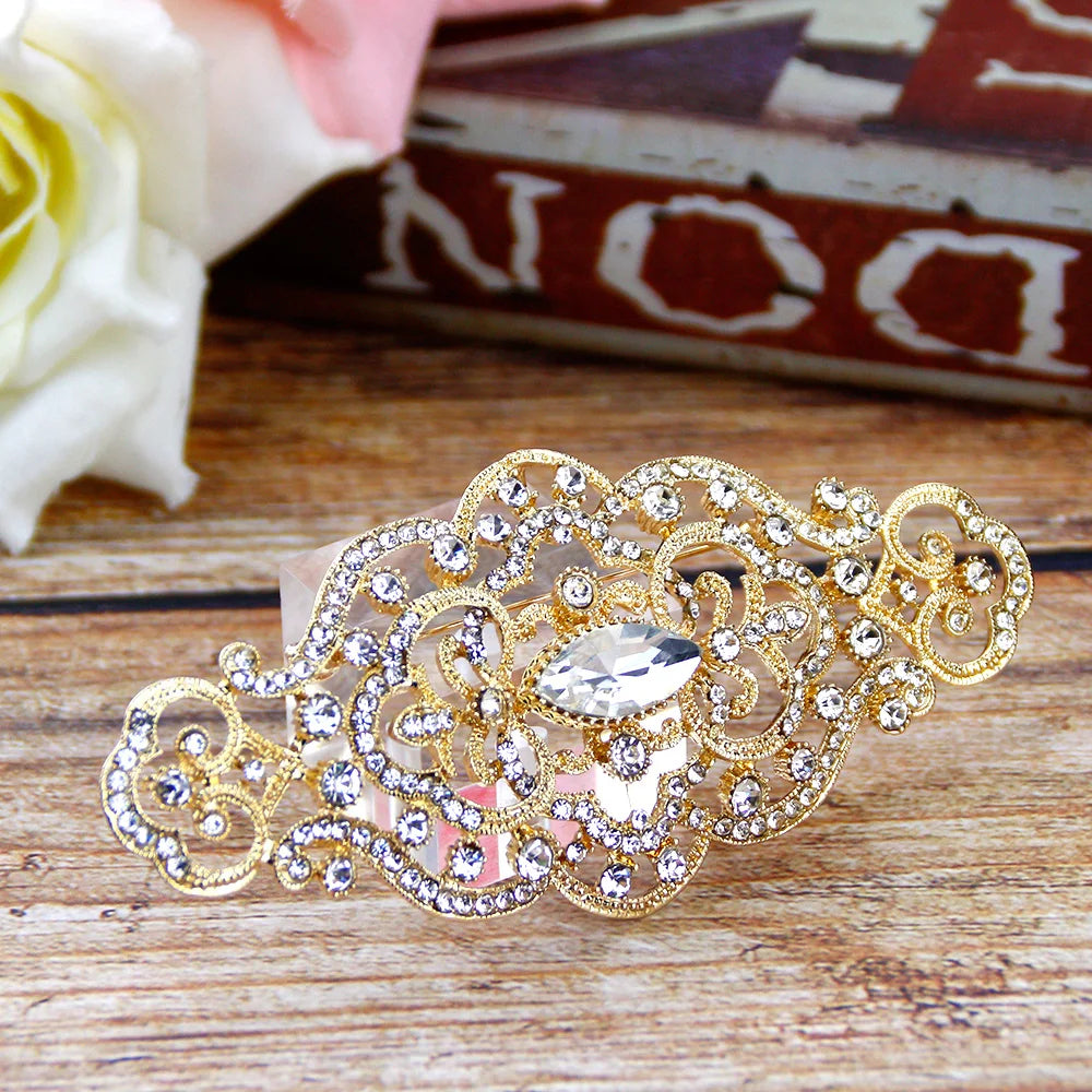 Sunspicems Chic Morocco Crystal Women Brooch Gold Color Arabic Flower Caftan Pins Arabesquitic Wedding Jewelry Dubai Bridal Gift
