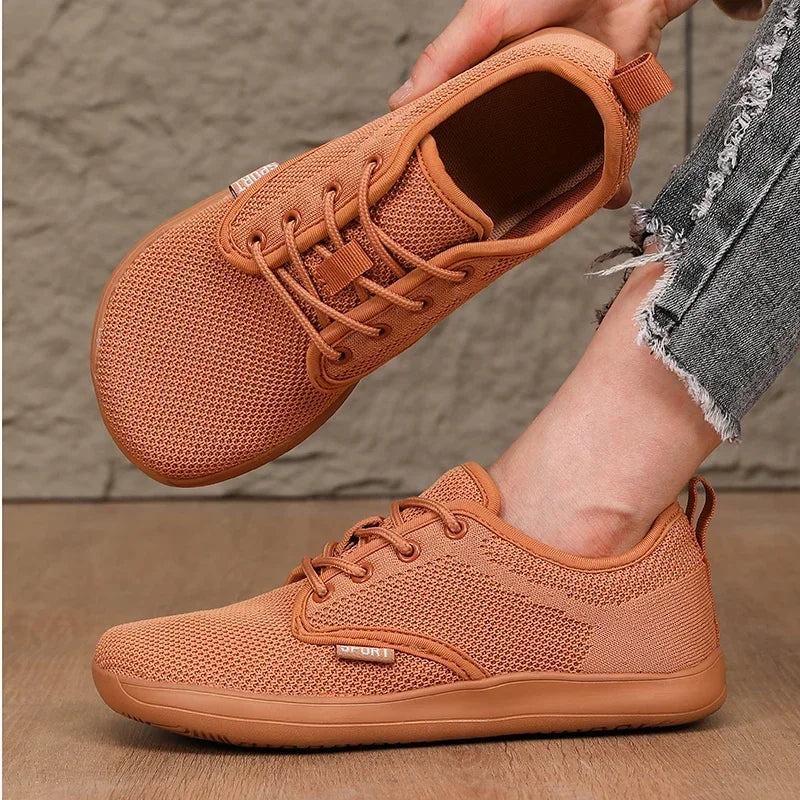 2025 Summer Men's Running Shoes Barefoot Fitness Mesh Sports Shoes Women Flat Bottom Wide Foot Shoes Slow Running Brand Sneakers