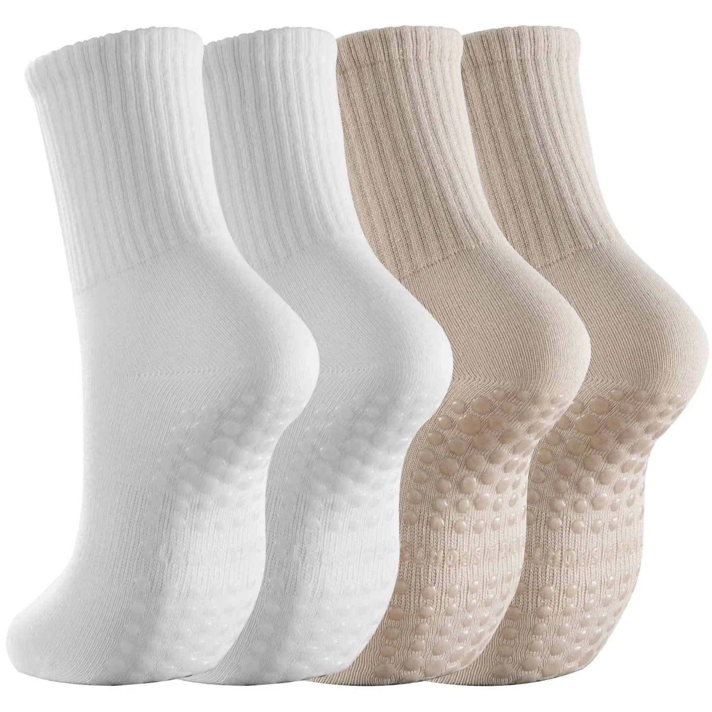 RMSWEETYIL 2 Paar Pilates Yoga Socken mit Noppen für Damen, rutschfeste Griffsocken für Tanz, Ballett, rutschfeste Übungs-Klebesocken für Damen