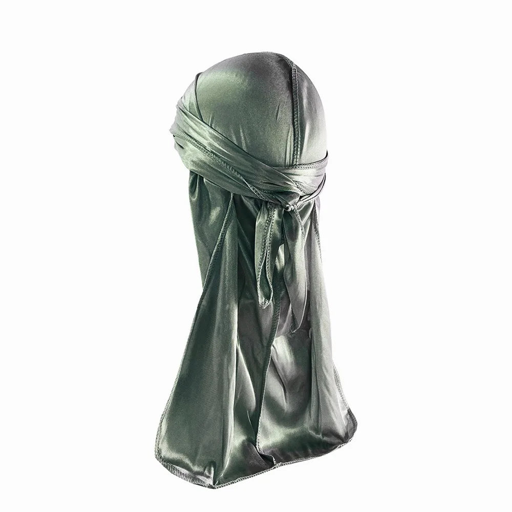 1-4Pcs New Silk Plus (High-Density) Durag Bandana Turban Hat Men Breathable Long Tail Doo Rag for men Durags Pirate Hat Headband
