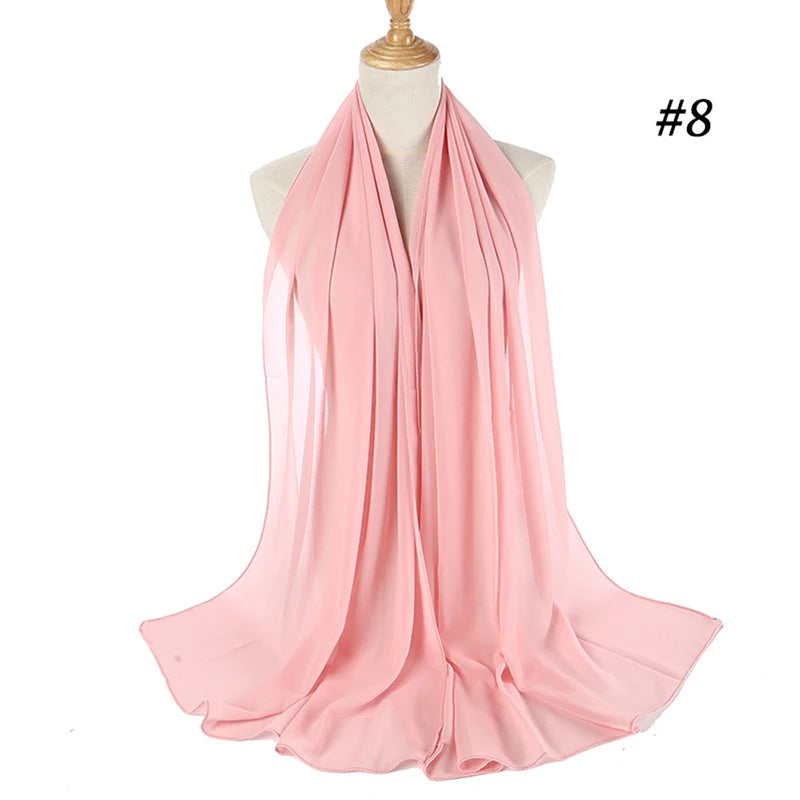 Hijab musulman en mousseline pour femmes, écharpe en mousseline bulle, voile pour femmes, musulmanes, islamiques, de couleur unie, malaisiennes, écharpes foulard musulman