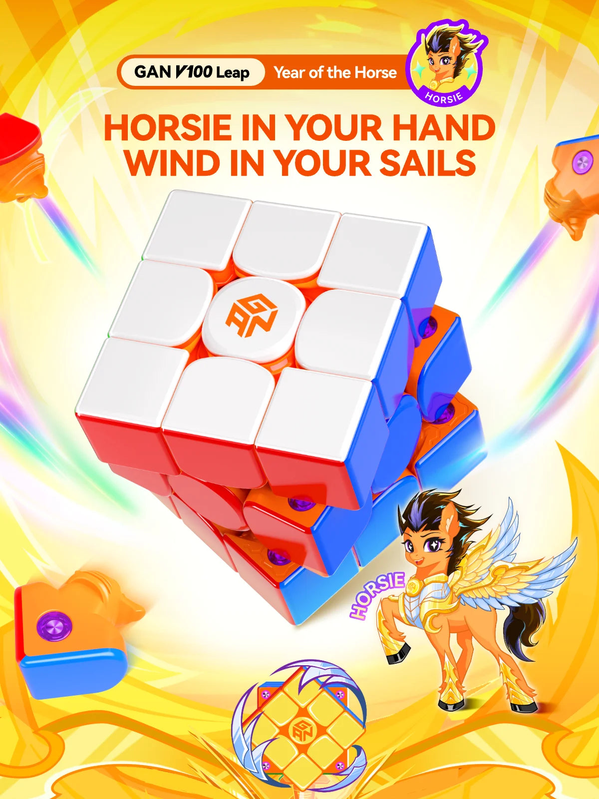 [JudyCube] GAN V100 Maglev UV 3X3 Magnetic Magic Cube Fidget Toys GAN V100 leap Year of the Horse Limited Edition Cubo Magico