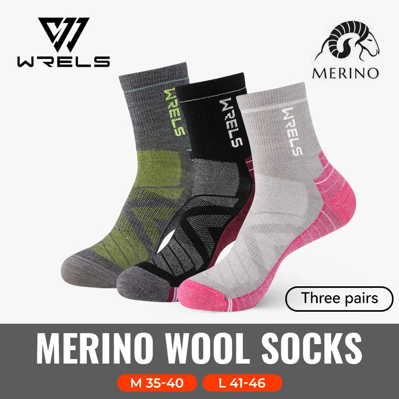WRELS 1/2/3 Paare Merinowolle Socken Thermische Warme Winter Hohe Elastische Dicke Wandersocken Feuchtigkeitsaufnahme Wollsport Socken