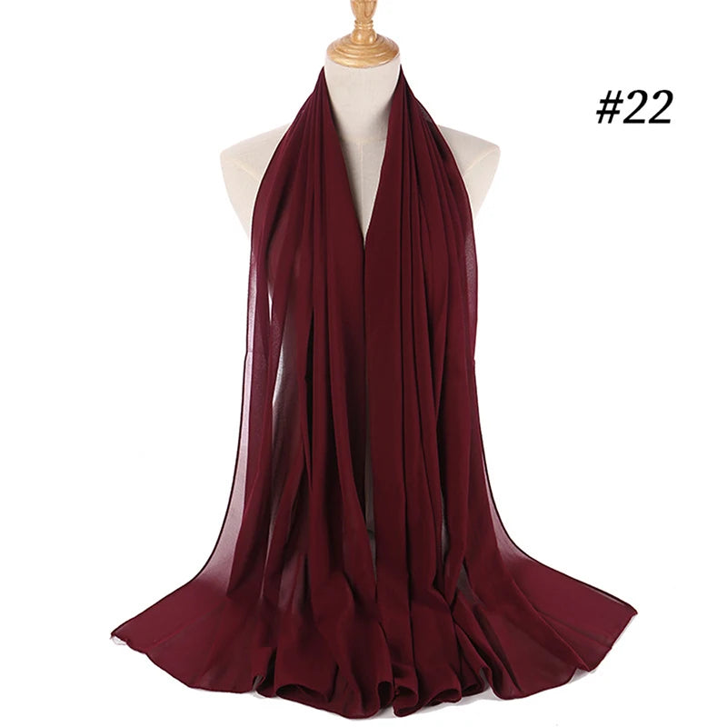 Hijab musulman en mousseline pour femmes, écharpe en mousseline bulle, voile pour femmes, musulmanes, islamiques, de couleur unie, malaisiennes, écharpes foulard musulman