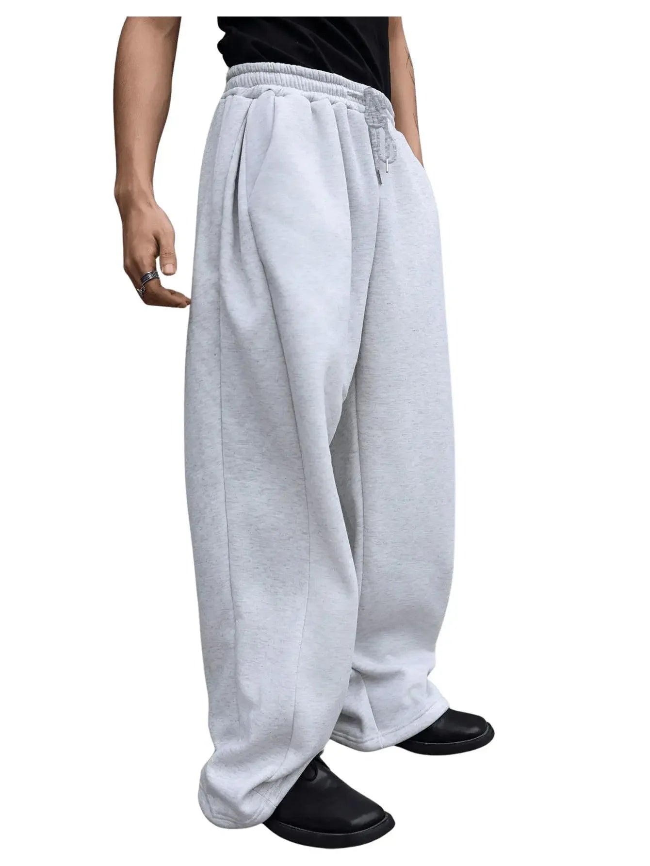 Pantalon de survêtement large Y2K Harajuku pour femmes, streetwear, ample, surdimensionné, gris, de sport, taille haute, avec cordon de serrage, décontracté