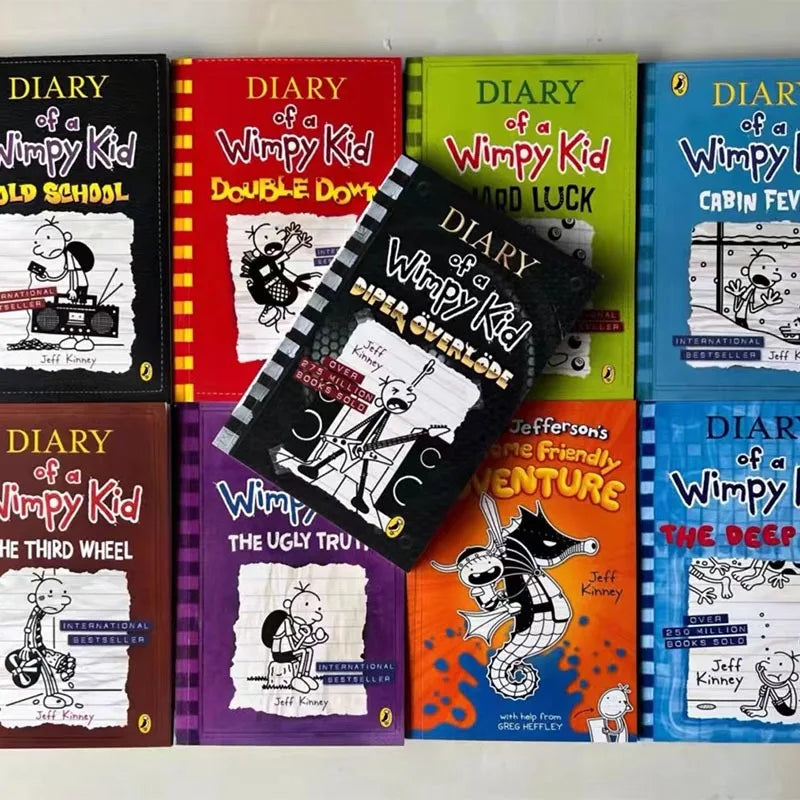 8 Livres/lot 1-8/9-16 Le journal d'un dégonflé en anglais, roman comique, histoire, livre pour enfants, littérature, cadeau