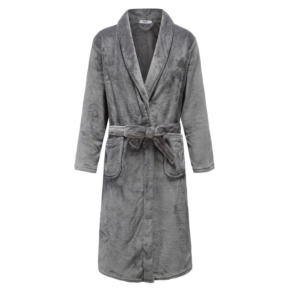 Peignoir Homme Polaire Épais Chaud Coral Fleece Flanelle Vêtement de Nuit Robe de Chambre Lingerie D'intérieur Vêtement D'intérieur Ample Peignoir
