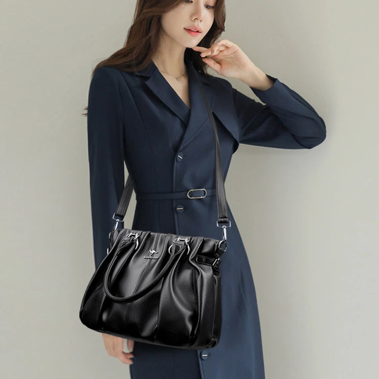 Sac cabas décontracté en cuir véritable, sacs à main de luxe pour femmes, sacs à main de marque, sacs à main en cuir souple de haute qualité pour le travail