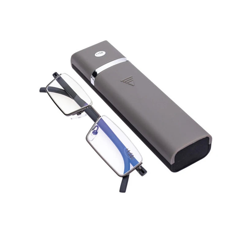 Lunettes Lumière Bleue Homme May Flower en Métal Bleu, Monture Grise Demi-cerclée Pour Presbytie, TR90 avec Lentilles Grossissantes