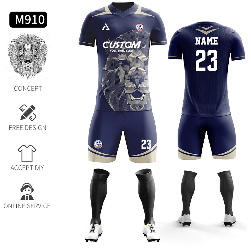 Maillot de football personnalisé par sublimation, uniforme de football en polyester, uniforme de football pour club, maillot de football respirant pour hommes