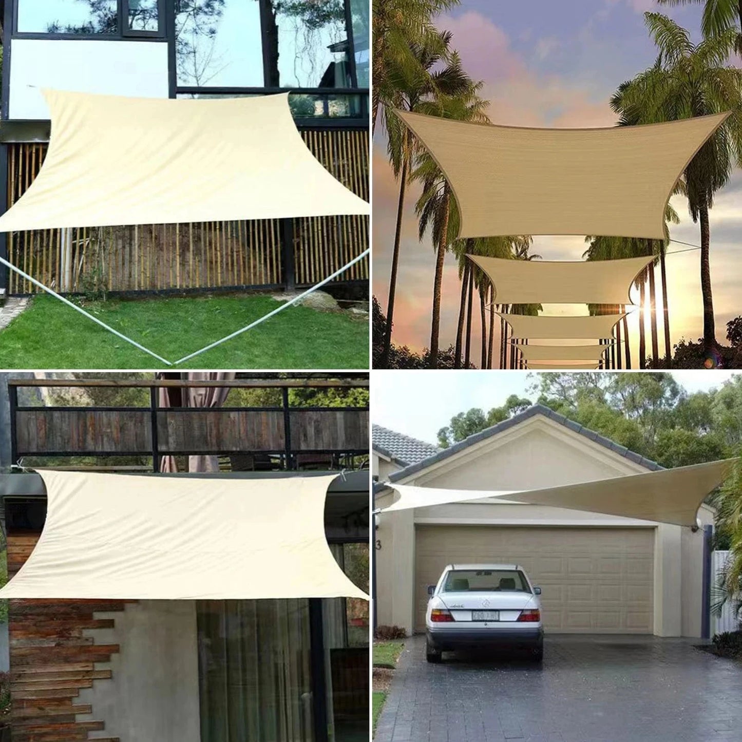 Sonnensegel für den Außenbereich, 300D Polyester, wasserdicht, UV-beständig, für Terrasse, Carport, Garten usw.