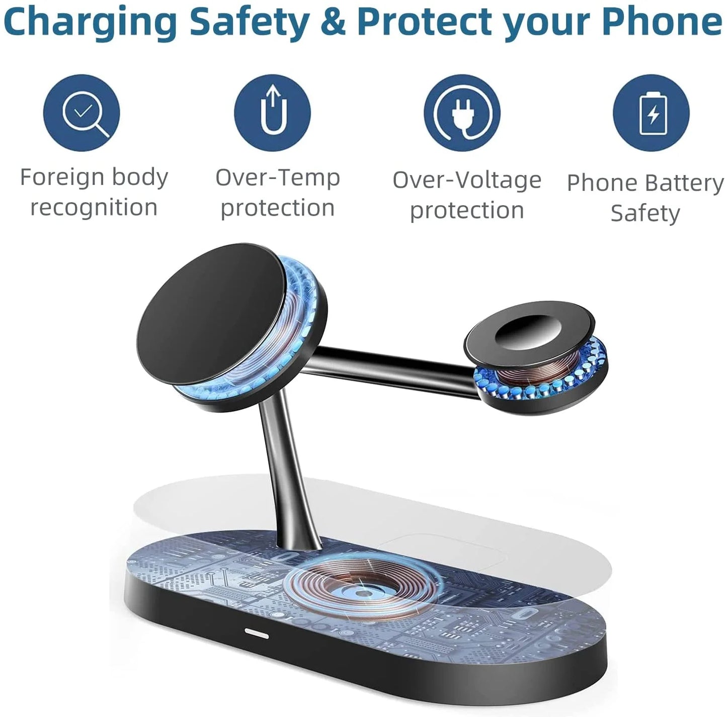 3-in-1 Magnetisches kabelloses Ladegerät für iPhone 16 15 14 13 12, Schnellladestation für Apple Watch 10 9 8 7 6 5 4, Airpods 2 3 Pro