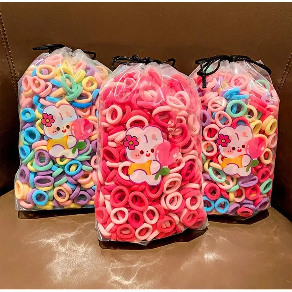 Lot de 100 bandeaux pour enfants marron et noir, mini élastiques mignons, corde à cheveux couleur bonbon, anneau à cheveux coréen sans danger, couvre-chef pour enfant