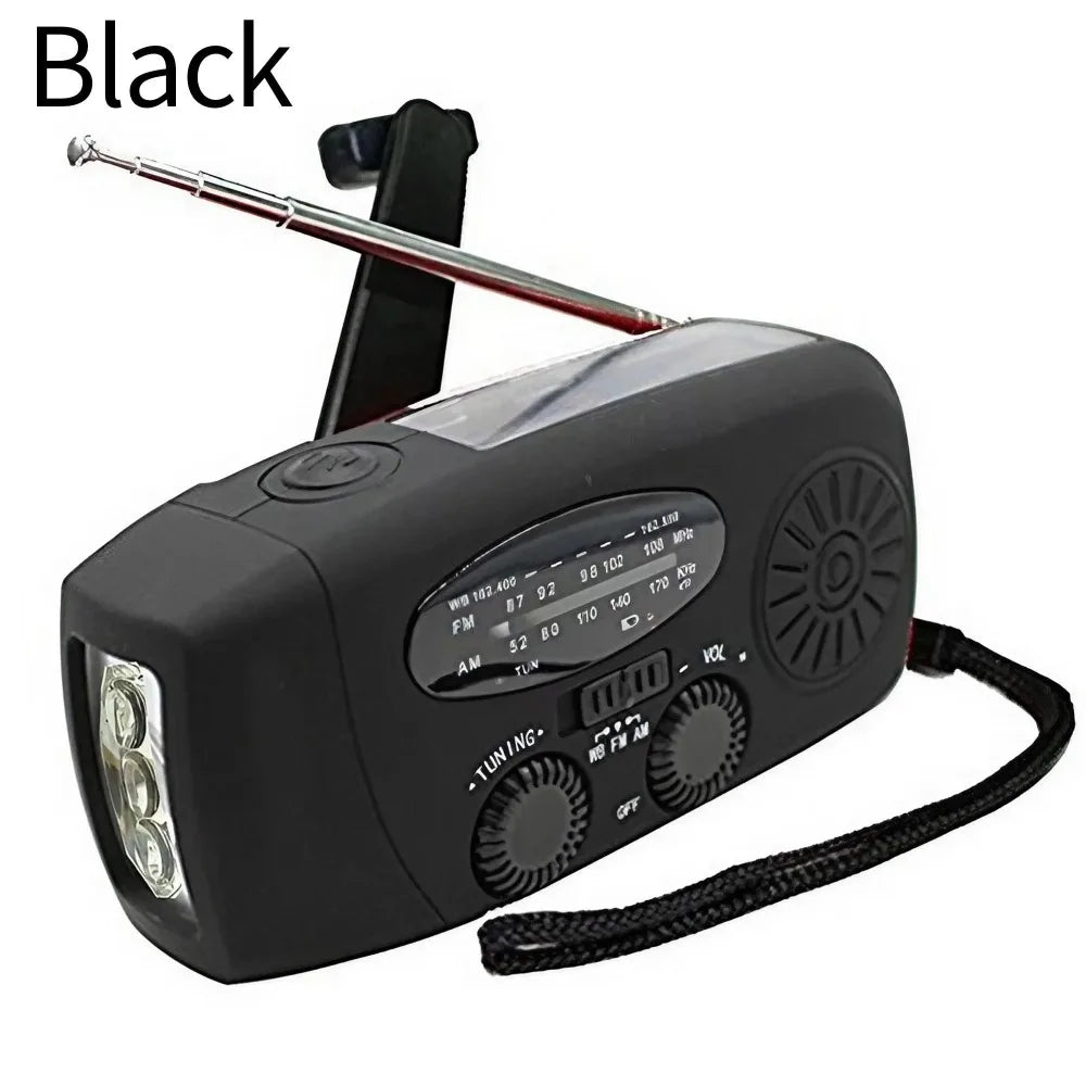 Wetterradio Notfall Multifunktionales Radio FM AM WB Handkurbel Solar USB-Ladefunktion 2000mAh Powerbank LED Taschenlampe