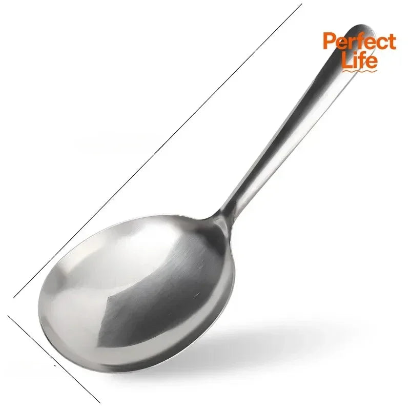 Stainless Steel Soup Ladle Long Handle Slotted Spoon Fruit Food Scoop Kitchen Tablespoon Cooking Utensils For Serving Straining