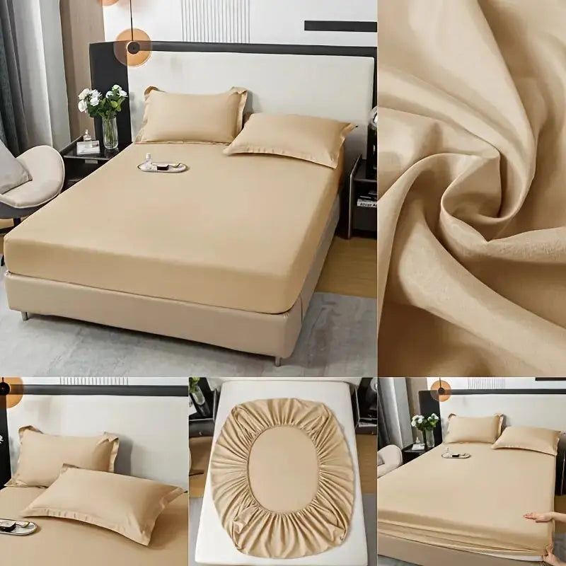 Drap-housse en coton doux avec élastiques, couleur unie, antidérapant, pour lit double, King, Queen, 140/160/200