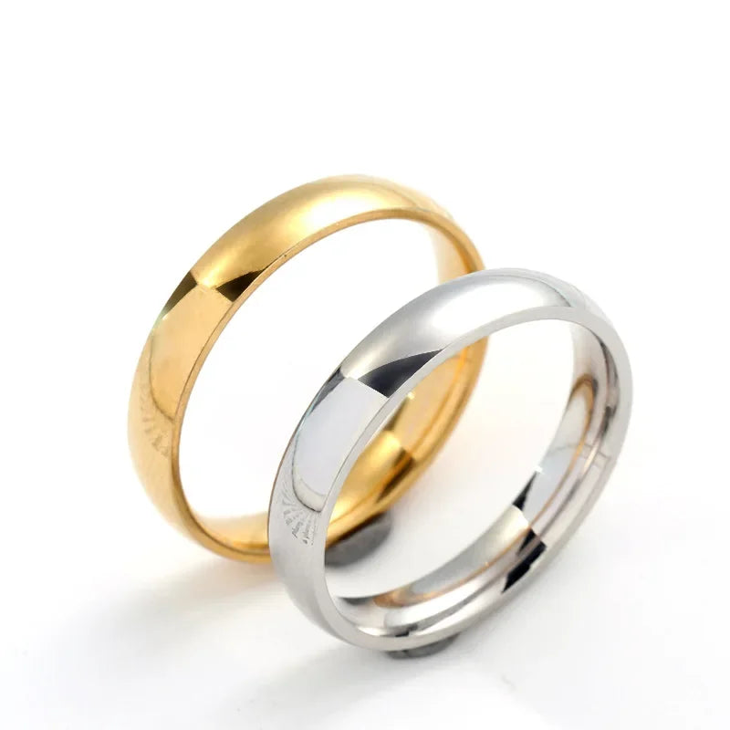 Bague de couple classique en acier inoxydable courbé de 4 mm, breloque, bagues en acier titane pour hommes et femmes, meilleur cadeau de fête, bijoux