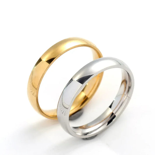 Classic 4mm Curved Stainless Steel Couple Ring Charm Men Women Titanium Steel Rings Best Party Gift Jewelry